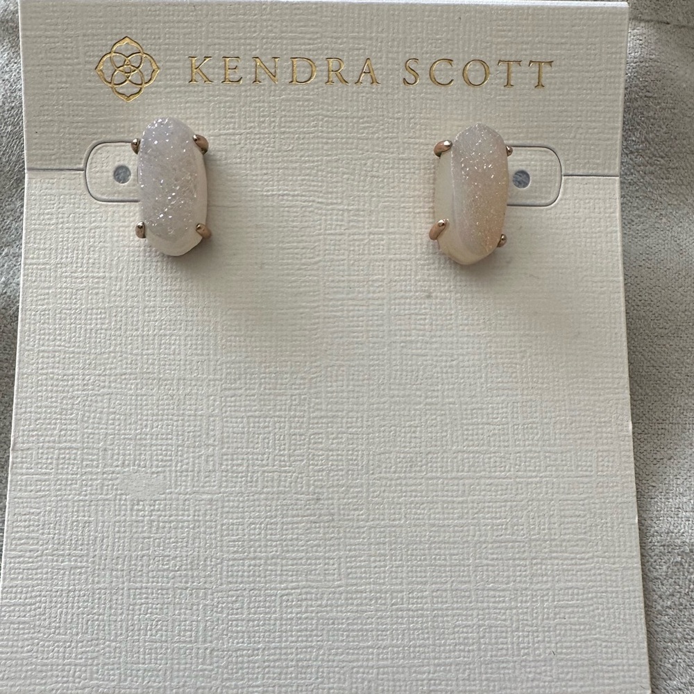 Kendra Scott Betty Rose Gold Earrings in Iridescent Drusy